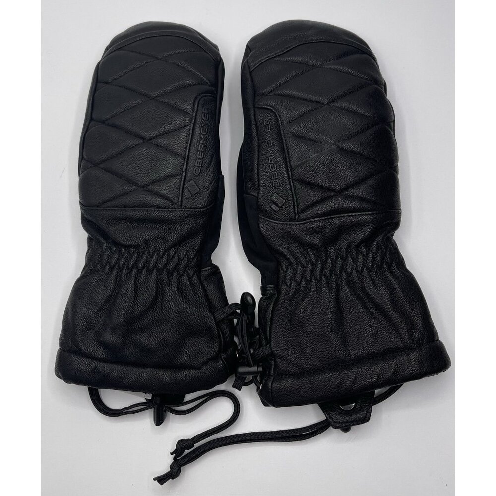 Obermeyer Gloves Mittens Womens Size Large L Black Leather Quilted Faux Sherpa
